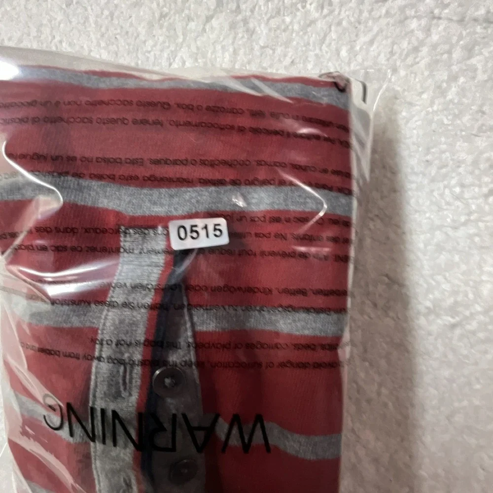 Banana Republic Men's Striped Polo Shirt Red Gray M Long Sleeve Collared Button